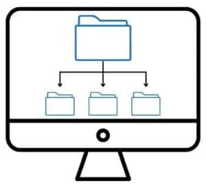animation of a folder structure on a computer screen